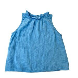 Xirena Slub Cotton Gauze Sleeveless Tank Top Coastal Fiji Blue size Medium